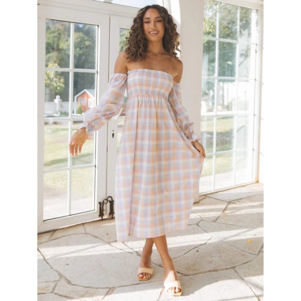 Petal + Pup Gabriella Dress in Lilac Gingham